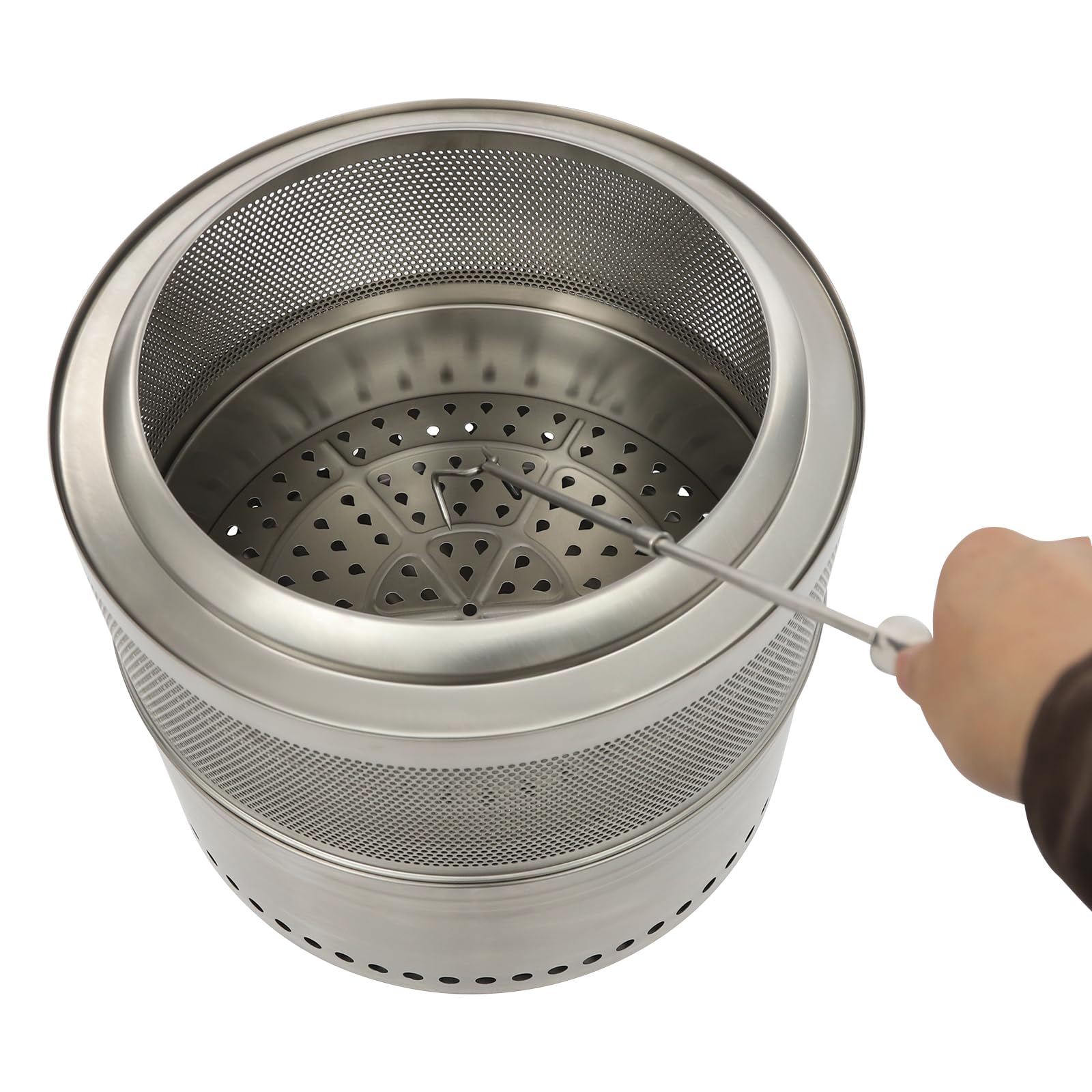 Feuerstellen - Braciere pieghevole in acciaio inox, con custodia, senza fumo, per campeggio, feste, 50 x 40 cm