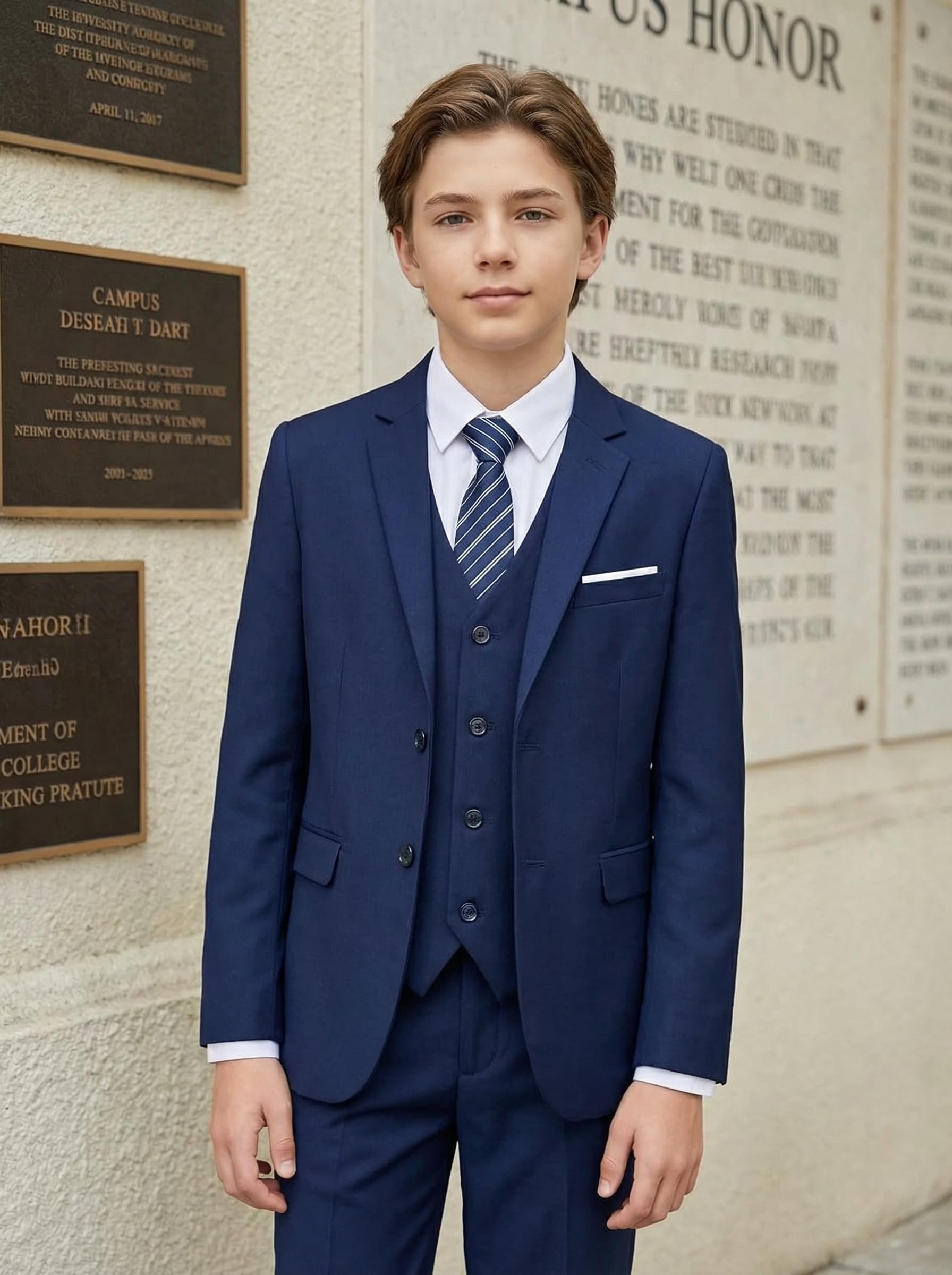 Jungenanzüge, 3-teiliges Slim-Fit-Anzug-Set, Dresswear, Ringträger, Outfit für Jungen
