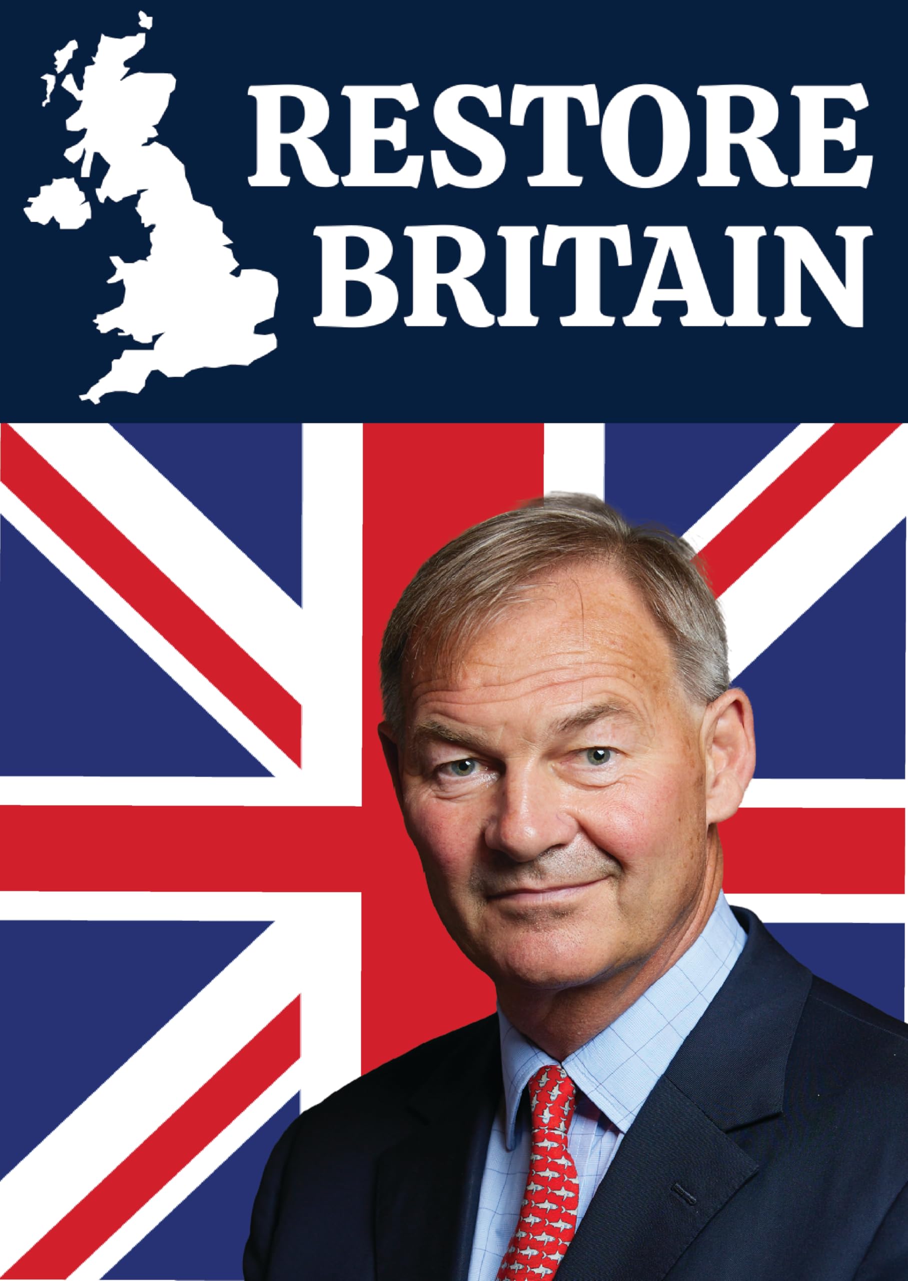 Gift Insanity White Political Restore Britain A4 Poster - I'm Voting Restore Britain Union Jack Rupert Lowe