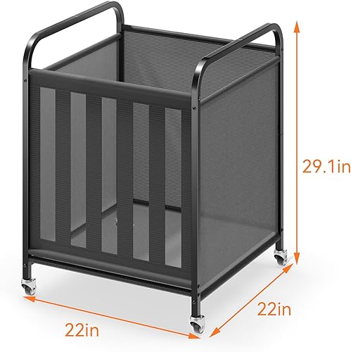 Miniatura 5 de niffgaff Carrito de almacenamiento de bolas, gran capacidad de 15 bolas, cubo de bolas con ruedas bloqueables, sostiene pelotas de baloncesto
