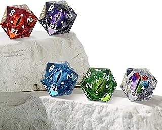 Dados Eyeball – Resina Dados, Conjunto Dados RPG poliédricos designer feito à mão com bordas e belas inclusões para estética Youyan