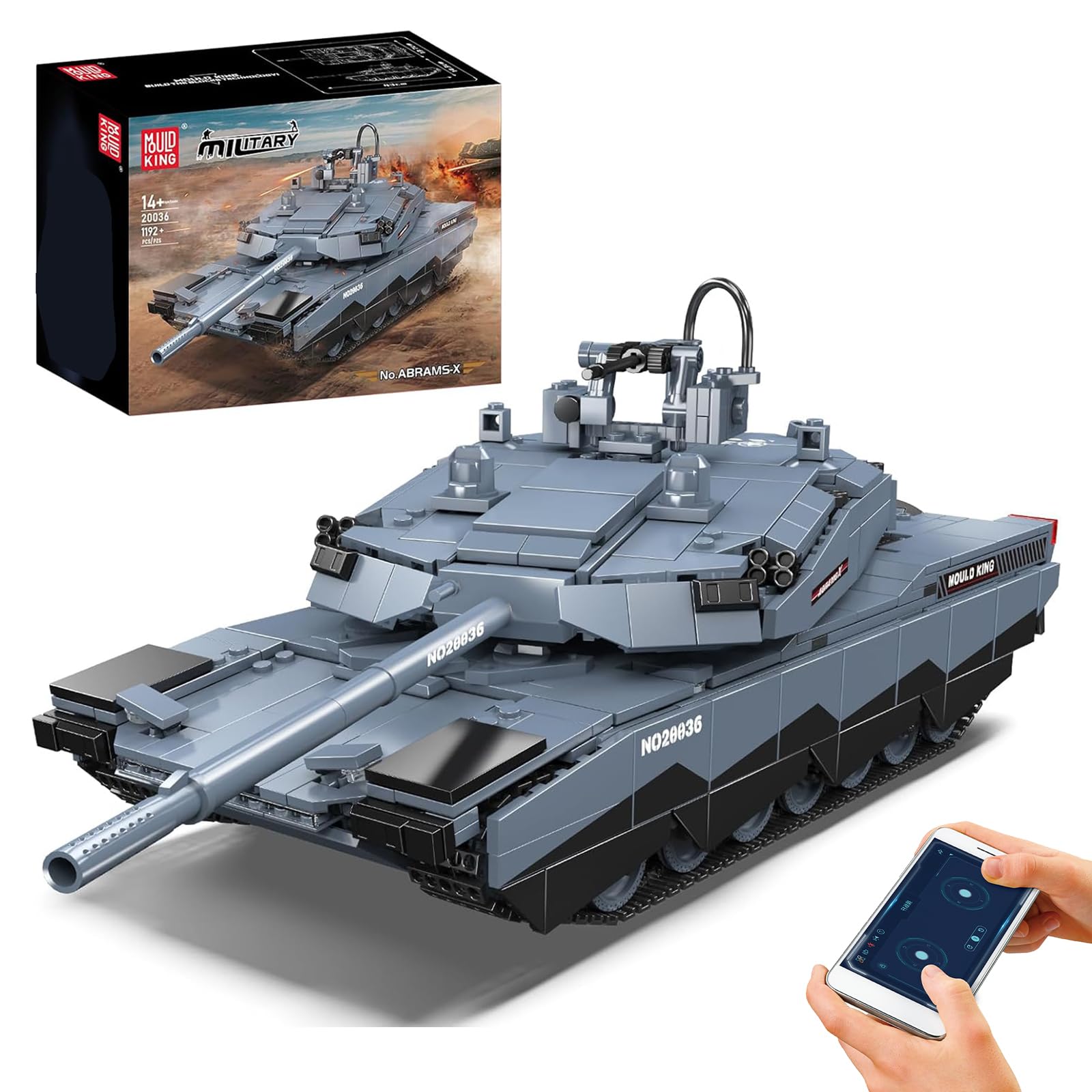TANK ミシガン Mould King Abrams-X Tank, RC Control Tank Building Set for Adults