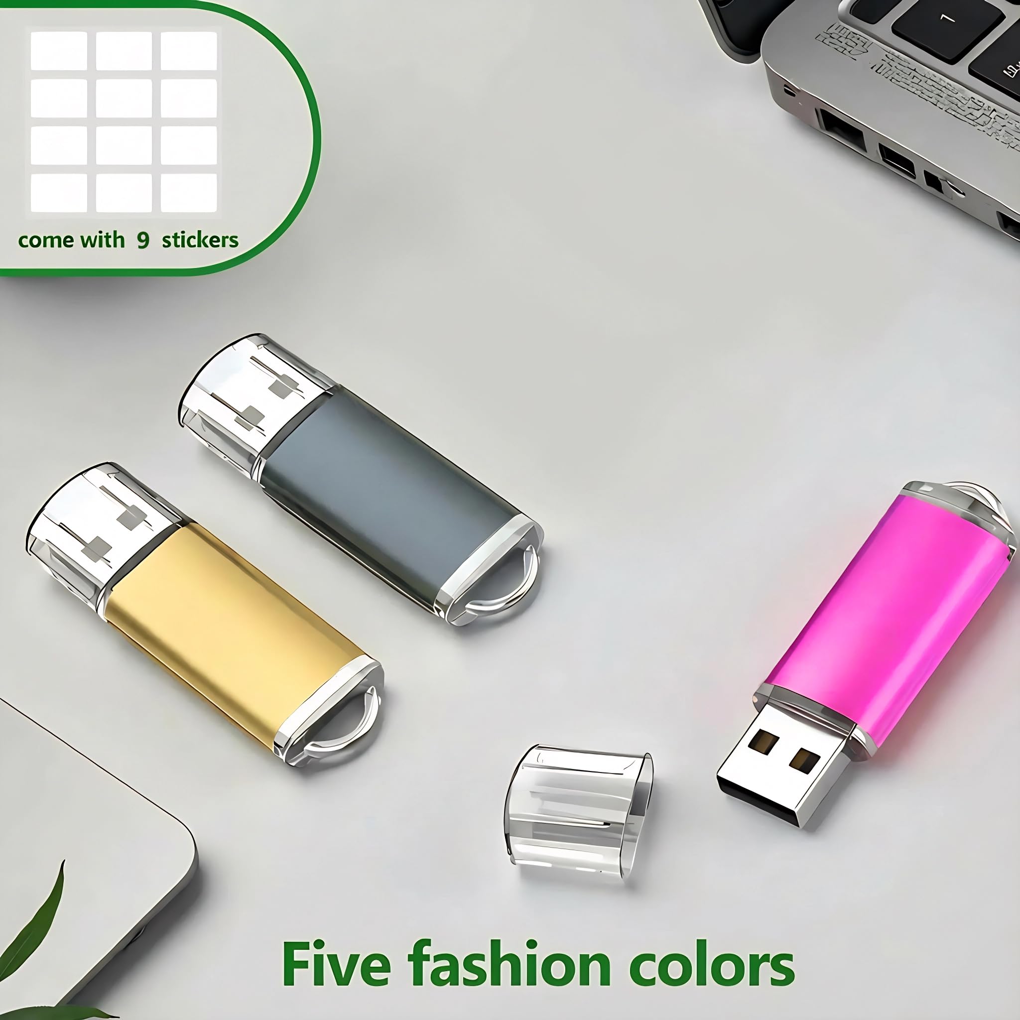 2GB Chiavetta USB 3 Pezzi Pen Drive 2GB WISEORANGE Metallo USB2.0 Unità Memoria USB per PC, Laptop,TV con Luce LED (3 colori)