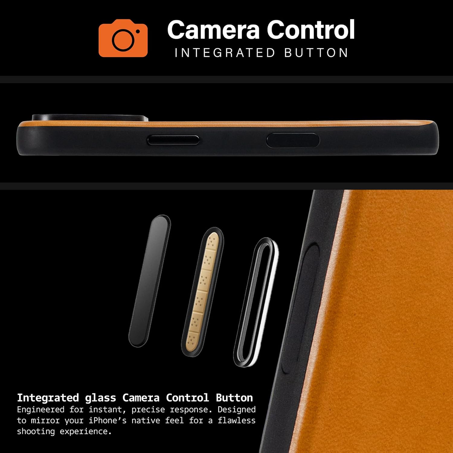 KORDIZ Impact Leather Case for iPhone 17 Pro Max – Full-Grain Leather MagSafe Case with Camera Control Button – 360° Shockproof Bumper – Rugged Patina-Ready Protection – Slim Grip Cover (English Tan) - Image 5