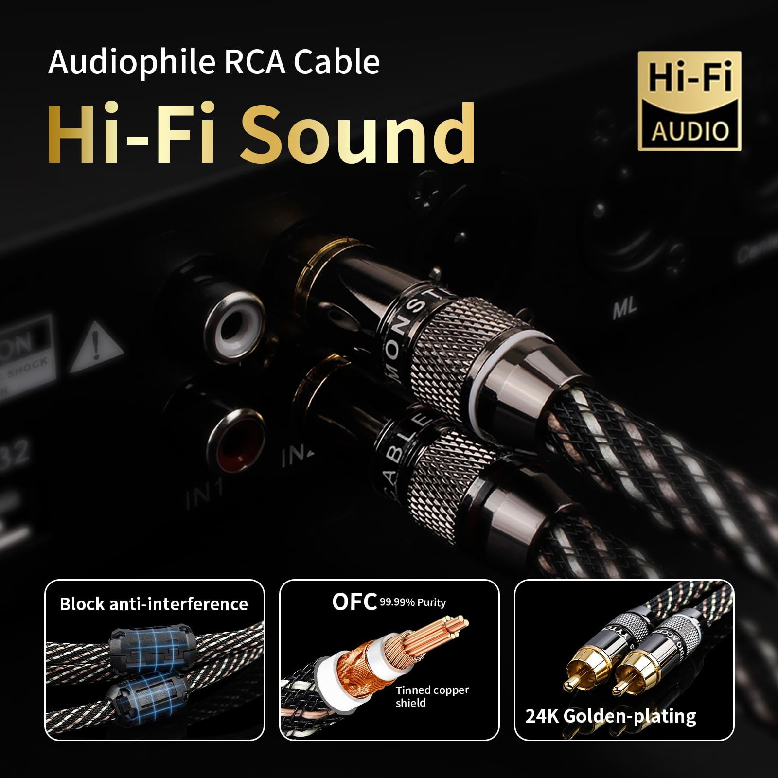 Amazon | YYTCG Audiophile RCAオス - RCAオス HiFiオーディオケーブル