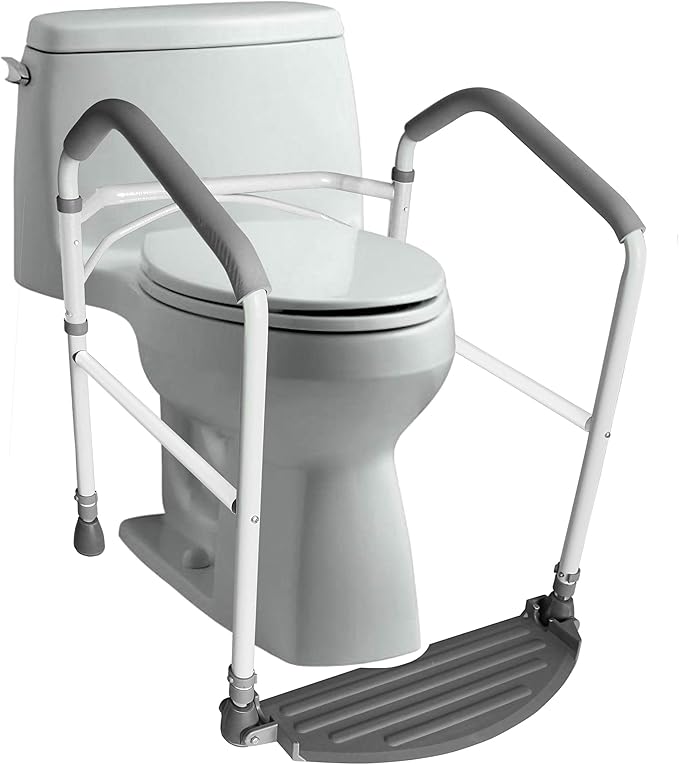 Toilet Safety Frame & Rail Folding & Portable Bathroom Safety Handrail Grab Bar Adjustable