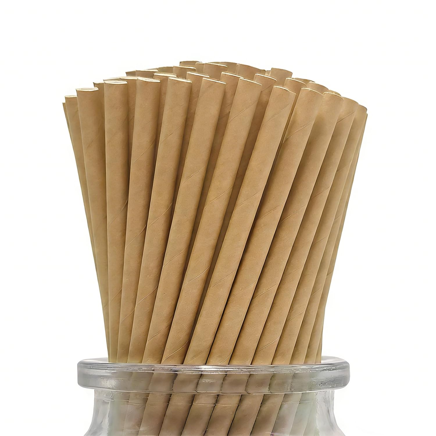 Pack of 100 Kraft Paper Drinking Straws - 197mm x 6mm, Biodegradable Disposable Brown Straws Perfect for Coffee, Cocktails, and Party Suppliers