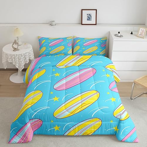 Miniatura 8 de Erosebridal Juego de edredón de ballena náutica, tamaño matrimonial, juego de ropa de cama retro azul con ondas oceánicas para niños y niñas, Negro