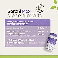 Vista 4 de SERINI-MAX - Suplemento de apoyo del estado de ánimo 5-HTP + calcio - Apoya el estado mental tranquilo y pacífico - Aumenta la serotonina, 5HTP 200