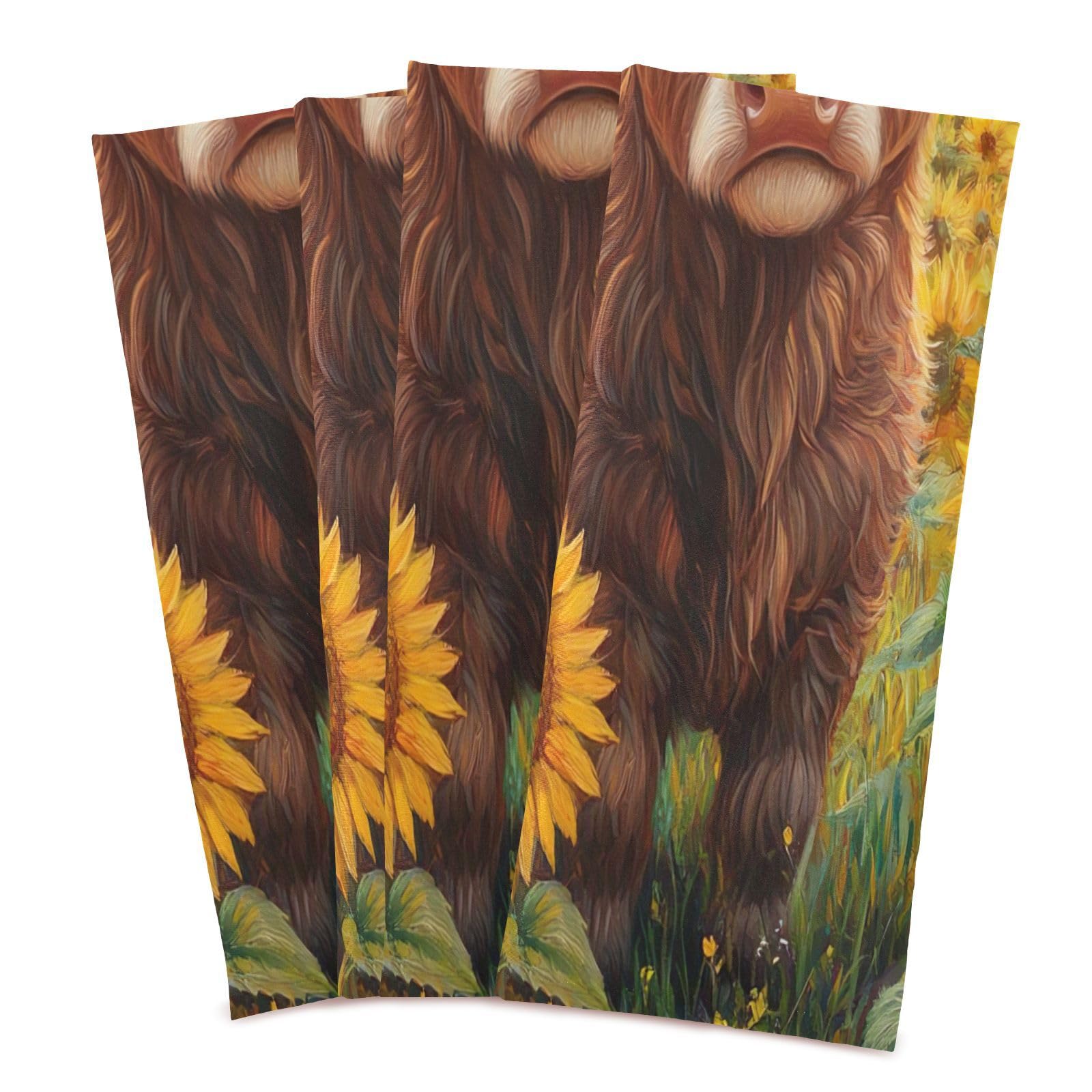 STAYTOP Beautiful Highland Cow Baby Kitchen Dish Towel Set,6Pcs Drying Kitchen Towels Tea Towels Gift Set for Drying Cleaning Cooking Baking