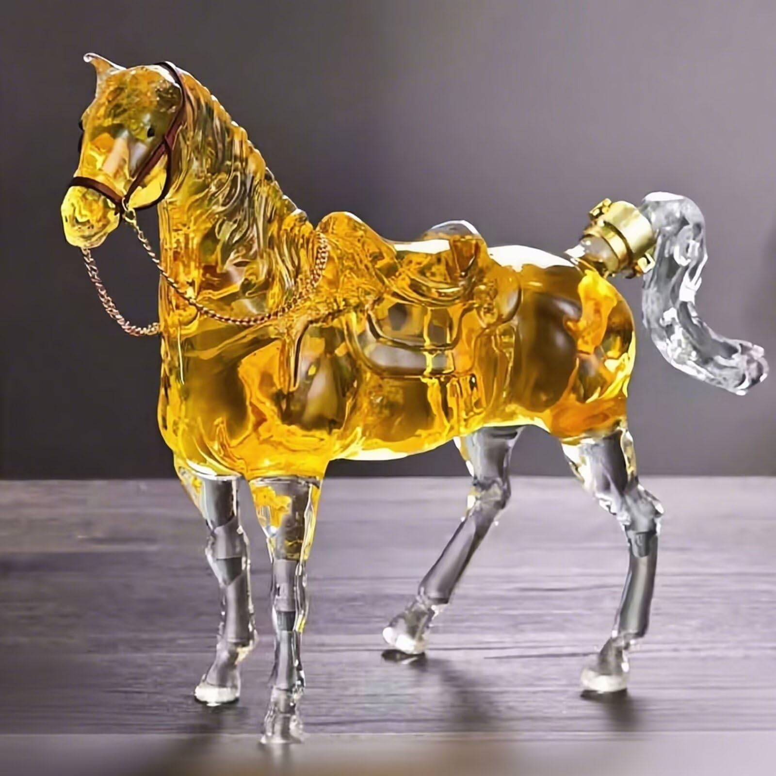 1000ML Decantador Whisky Arte Escultura - Decantador De Whisky Con Forma De Vaso De Caballo/vaca 3D, Regalos Únicos A Prueba De Fugas Para Botellas De Vino, Contenedores Licores(Horse)