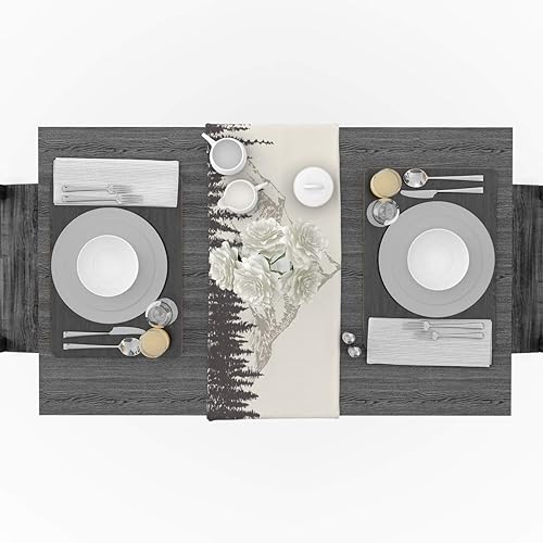 Miniatura 3 de Libaoge Camino de mesa auxiliar, pico de montaña, para decoración de cocina, boda, despedida de soltera, 14 x 72 (14.2 x 72.0 in)