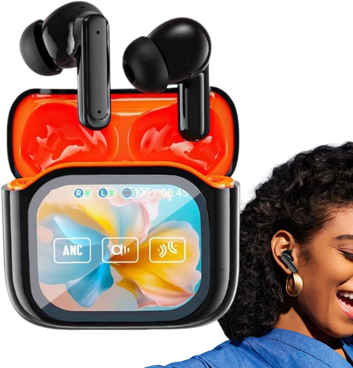 Translation Headphones - 140 Languages Wireless AI Headphones Language Translation - LED Display Noise Cancelling Real-Time Earphone for Travel Workplace Laptop (Black)