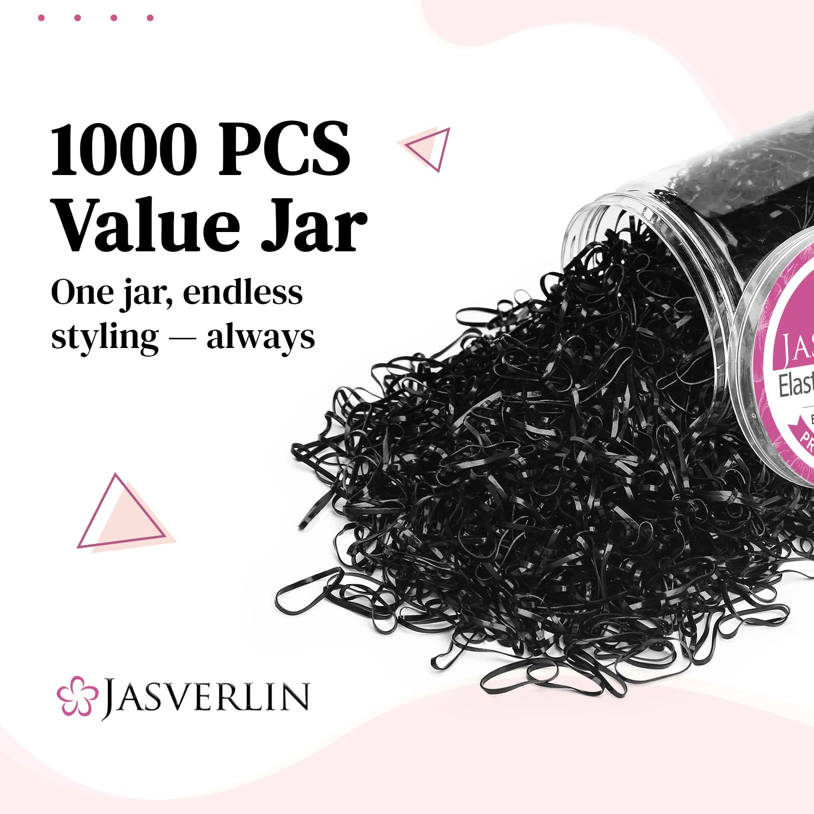 JASVERLIN 1000pcs Rubber Bands for Hair Small Elastic Hair Ties for Thin for Women Kids Girls Baby Mini No damage Bands for Braids Thin & Soft Texture (Black) - Image 3