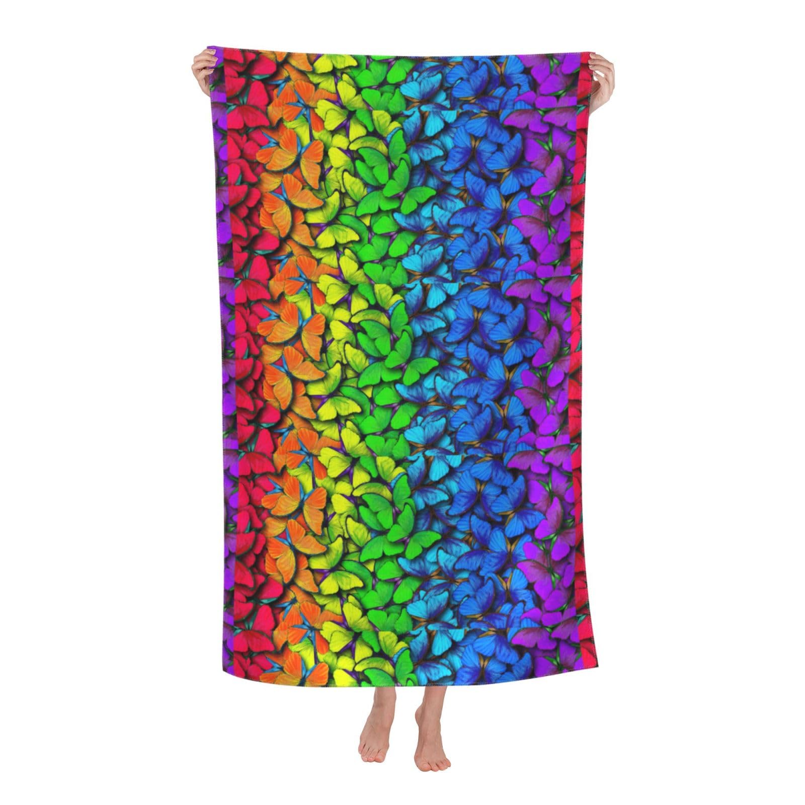 Cbaaghh Colorful Butterfly Print Adult Beach Towels,Beach & Pool Towel,Beach Towels,Towels For Camping