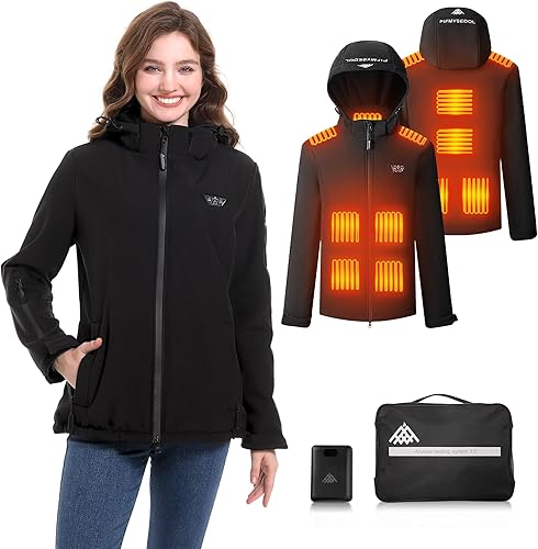 PIFMYSEDOL Chaqueta térmica para mujer con batería, chaquetas térmicas para deportes al aire libre para mujer en color negro, regalo para Navidad