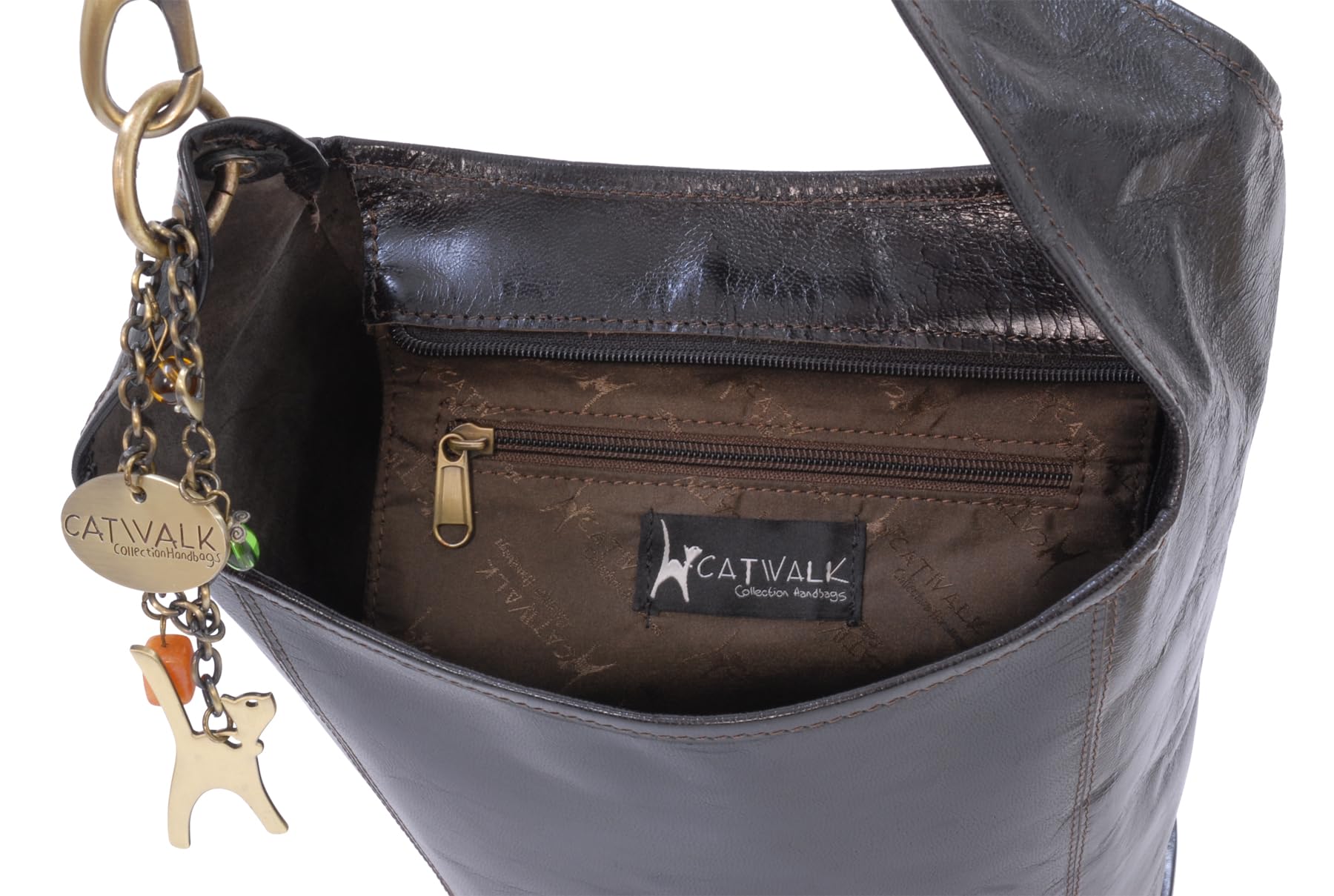 Catwalk Collection Handbags - Damska Średnia Skórzana Torba Typu Tote Na Ramię - Torebka Typu Wiadro na Zamek - Glastonbury