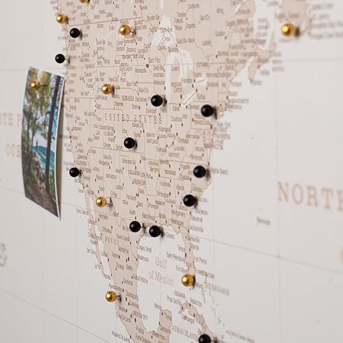 Miniatura 6 de Mapa del mundo en lienzo con tablero de corcho - Letras inglesas - Decoración decorativa de pared para todas las habitaciones - Cuadros en lienzo