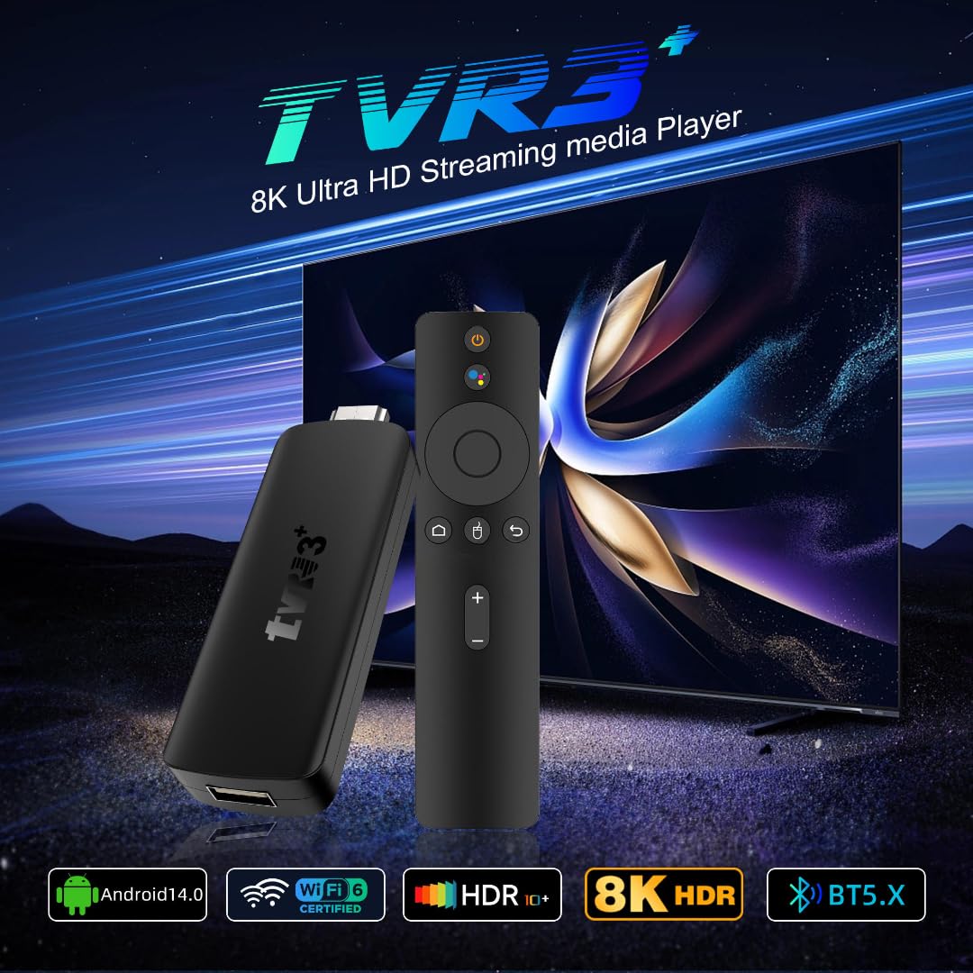 Android TV Stick 4K UHD con WiFi 6, Bluetooth 5.0 y Control por Voz | Convierte Cualquier TV en Smart TV | Compatible con Apps de Streaming | HDMI | Reproductor Multimedia..
