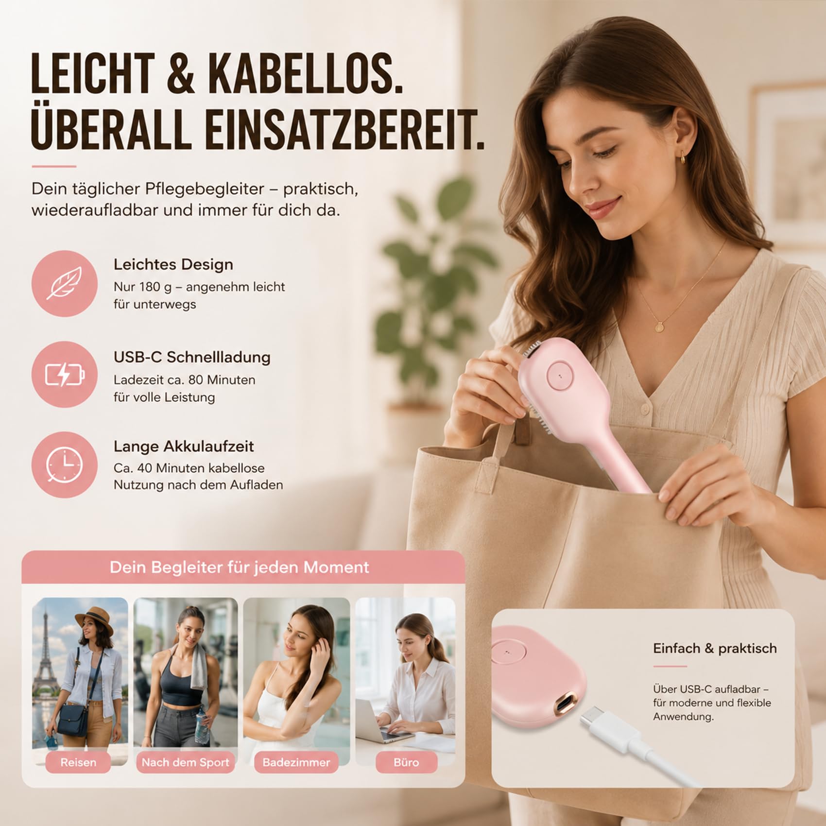 Electric Spray Air Cushion Massage Comb, 2026 NEU 3-In-1 Kopfhaut Massagebürste Elektrisch,Wiederaufladbar mit Wassernebelfunktion für Lockiges, Nasses und Trockenes Haar (Schwarz)