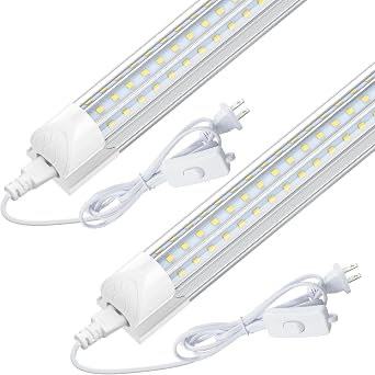 CNSUNWAY Led Shop Lights 4FT, D Shape LED Light 50W 7500LM 6500K Daylight White, Garage Light, Linkable Clear Cover T8 Integrated for Garage Workshop Workbench, ETL Listed2-Pack