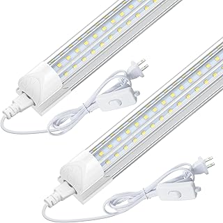 CNSUNWAY Led Shop Lights 4FT, D Shape LED Light 50W 7500LM 6500K Daylight White, Garage Light, Linkable Clear Cover T8 Integrated for Garage Workshop Workbench, ETL Listed(2-Pack)
