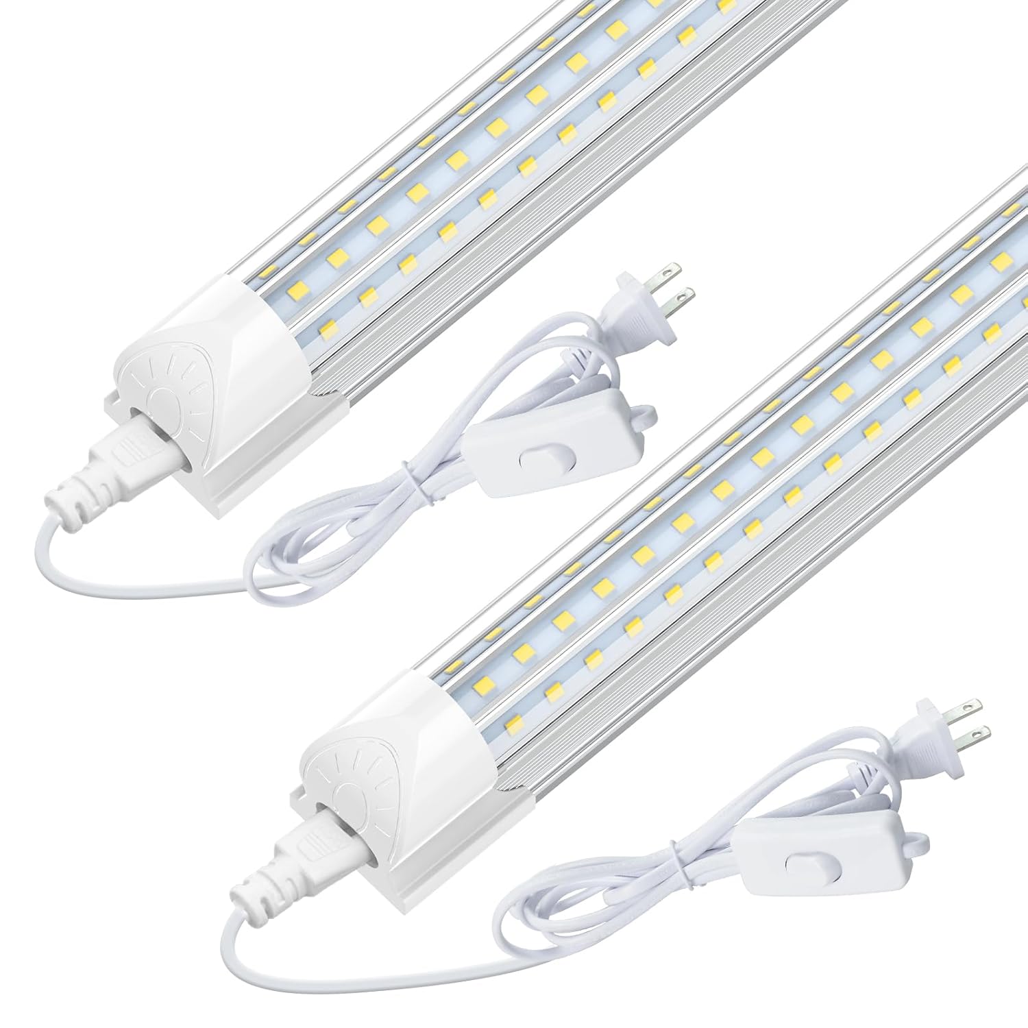 CNSUNWAY Led Shop Lights 4FT D Shape LED Light 50W 7500LM 6500K Daylight White Garage Light Linkable Clear