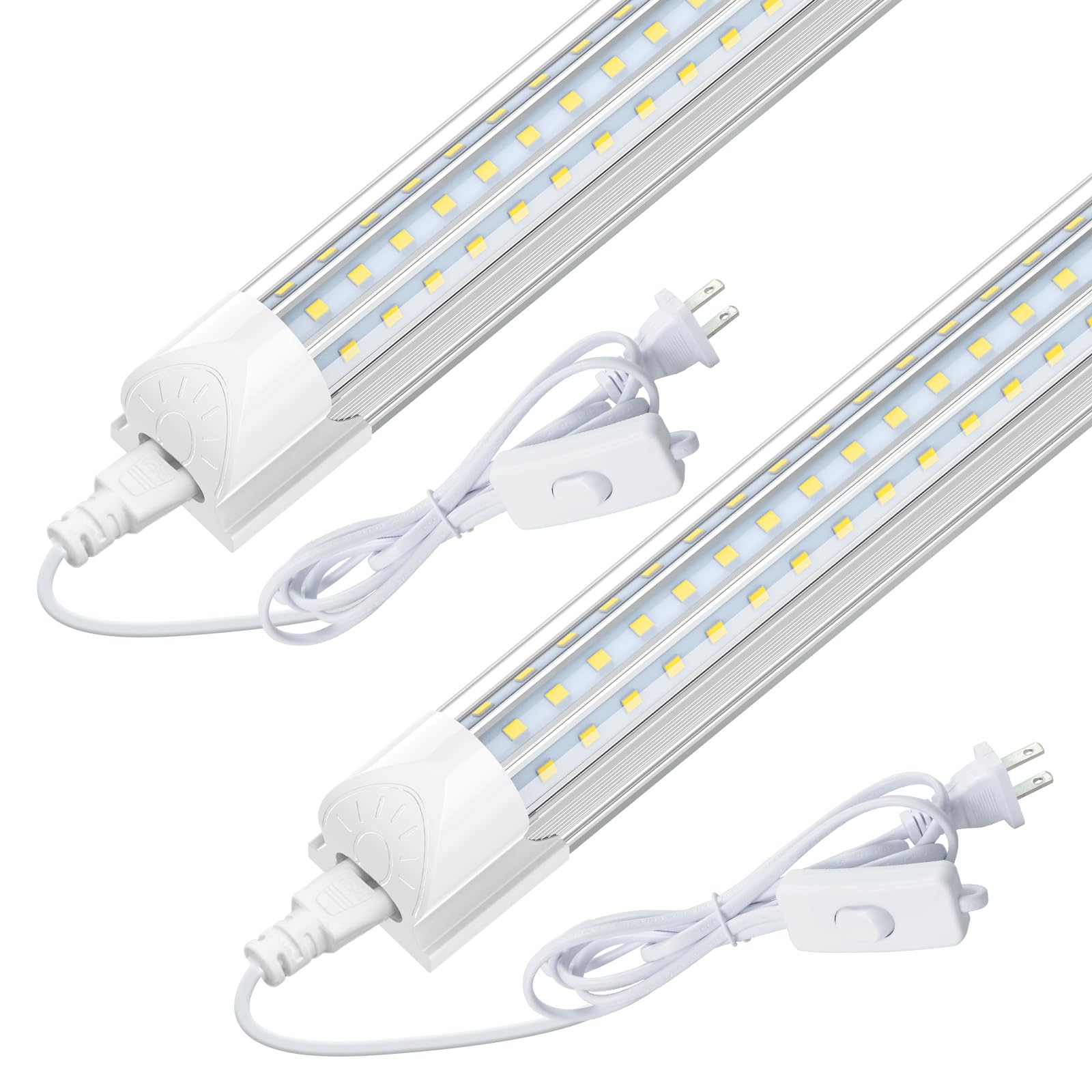 CNSUNWAY Led Shop Lights 4FT, D Shape LED Light 50W 7500LM 6500K Daylight White, Garage Light, Linkable Clear Cover T8 Integrated for Garage Workshop Workbench, ETL Listed(2-Pack)