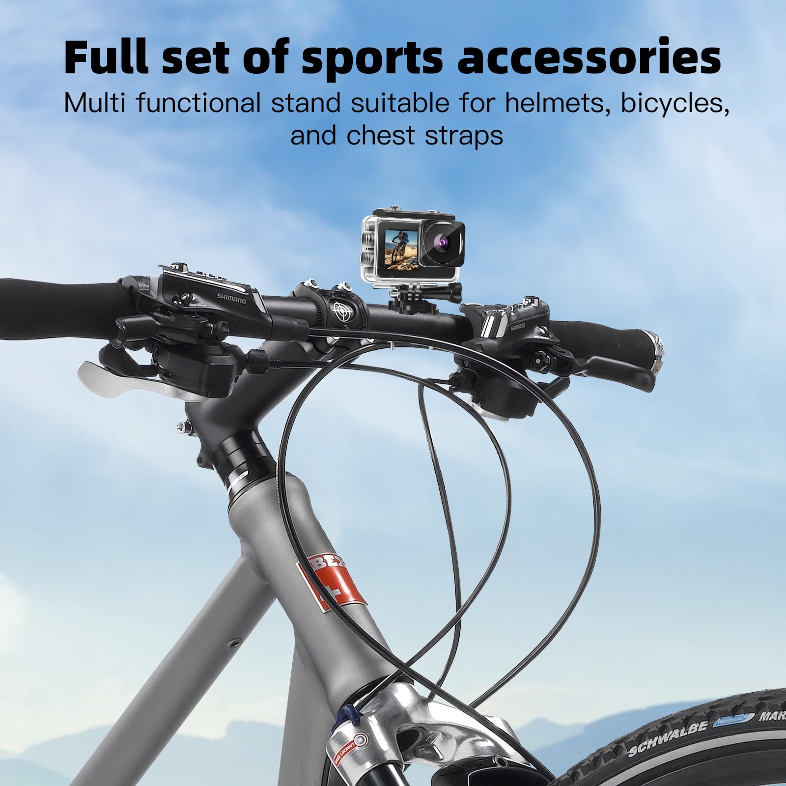 Cámara Deportiva 1080P FHD 16MP, Cámara Acuática con Doble Pantalla de 2" y 1.3", Sumergible 40M para Vlogging y Buceo, Incluye Tarjeta SD 32GB, 2 Baterías de 1050mAh y Accesorios（Negro）