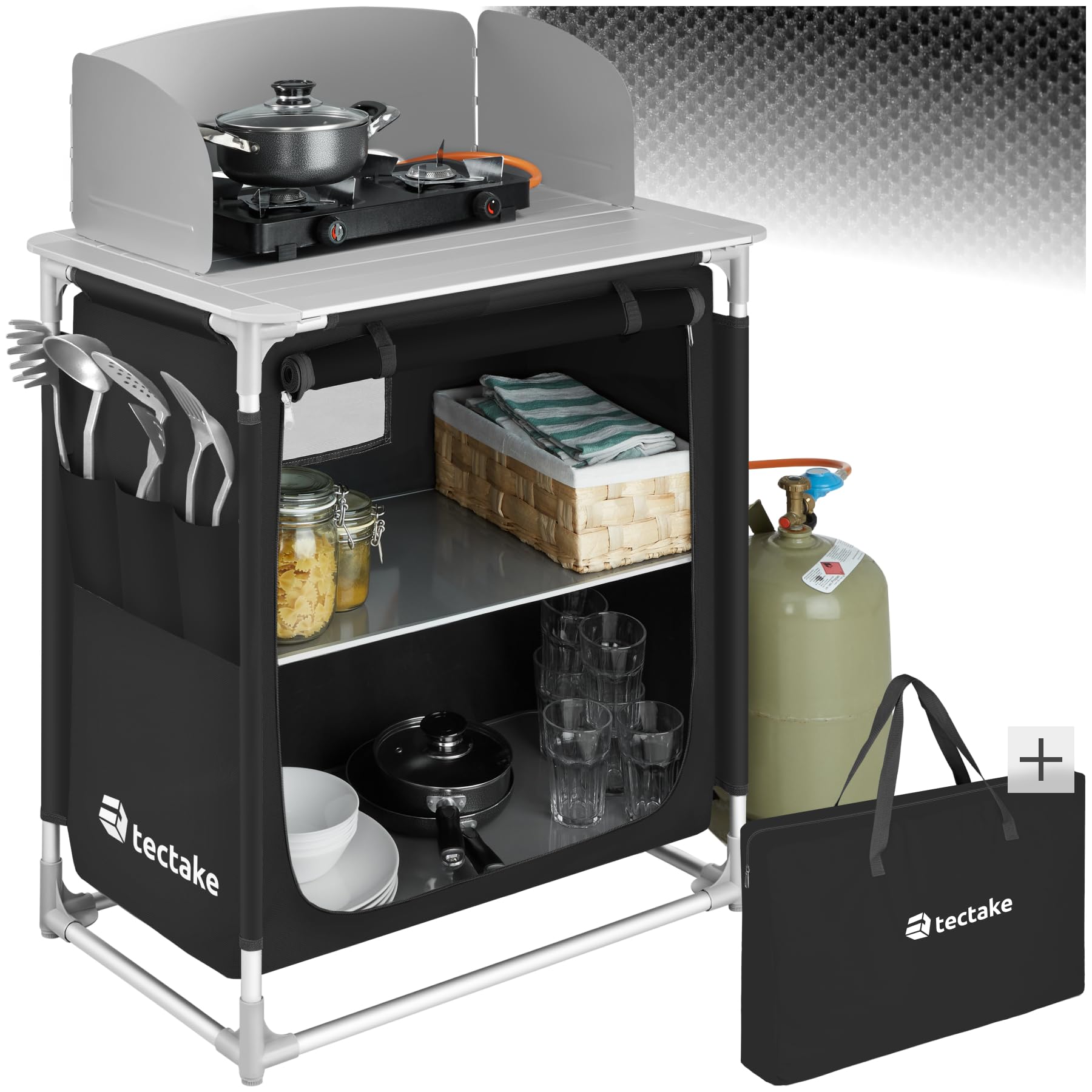 TecTake Cucina Da Campeggio Pieghevole Con Piano Di Lavoro | Mobile Esterno Per Fornello A Gas - Foto 13