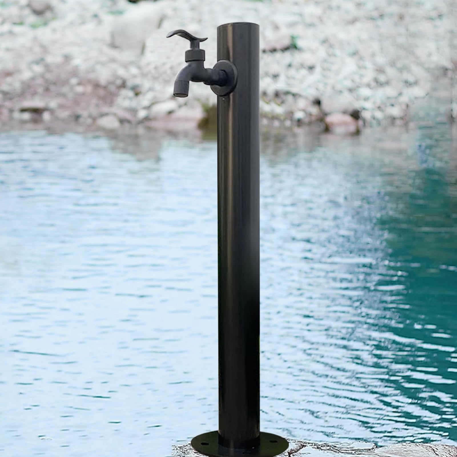 Edelstahlsäule mit Wasserhahn, freistehende Wasserquelle für den Außenbereich für Bewässern/Waschen, dekorativer Wasserspielbrunnen-Wasserspender-Hydrant – einfache Installation(Height: 95cm/37.4in)