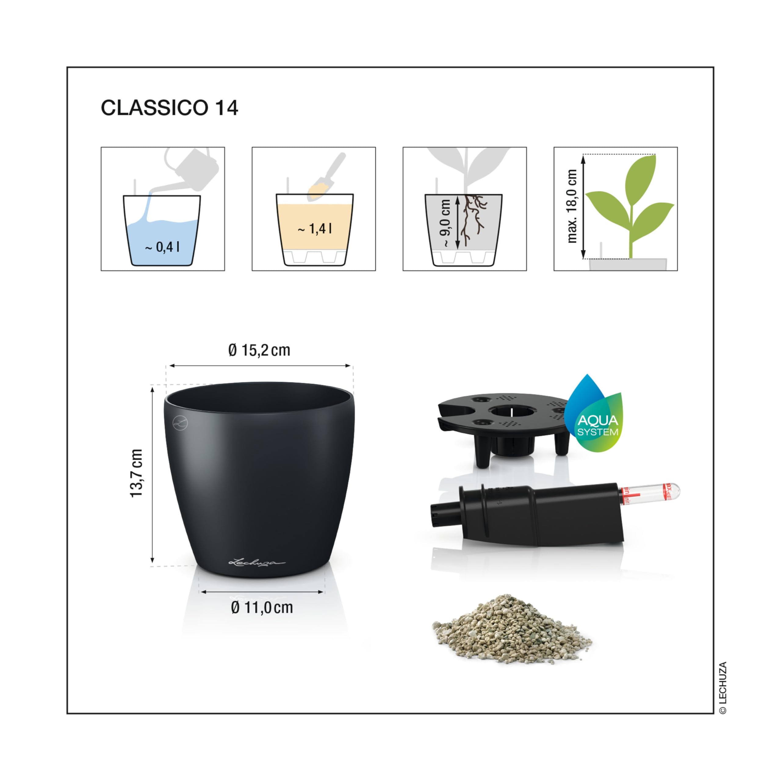 Vaso Da Tavolo Lechuza Classico - Design Opaco Marrone Sabbia, Con Sistema Irrigazione Integrato - Foto 8