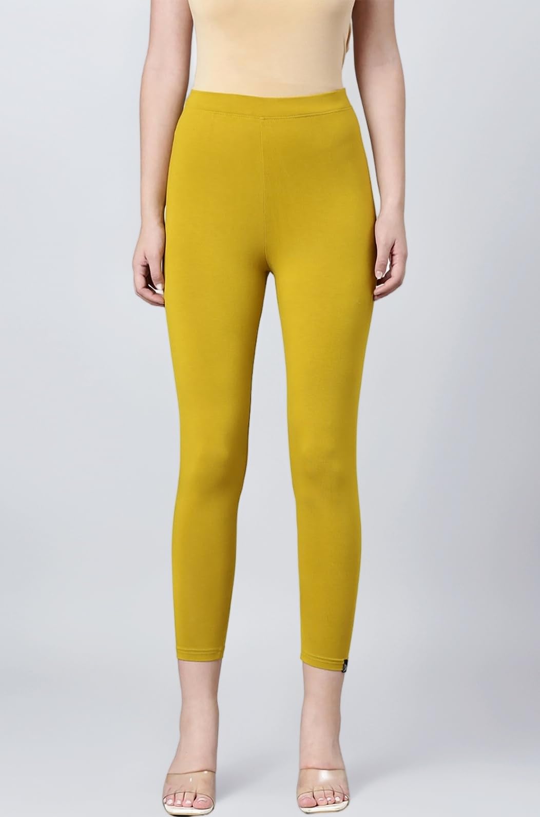 TWIN BIRDS Viscose Elastane Stretch Leggings for Women | Mid Rise Skinny Fit, High Ankle & 7/8 Cropped Length Active Legging