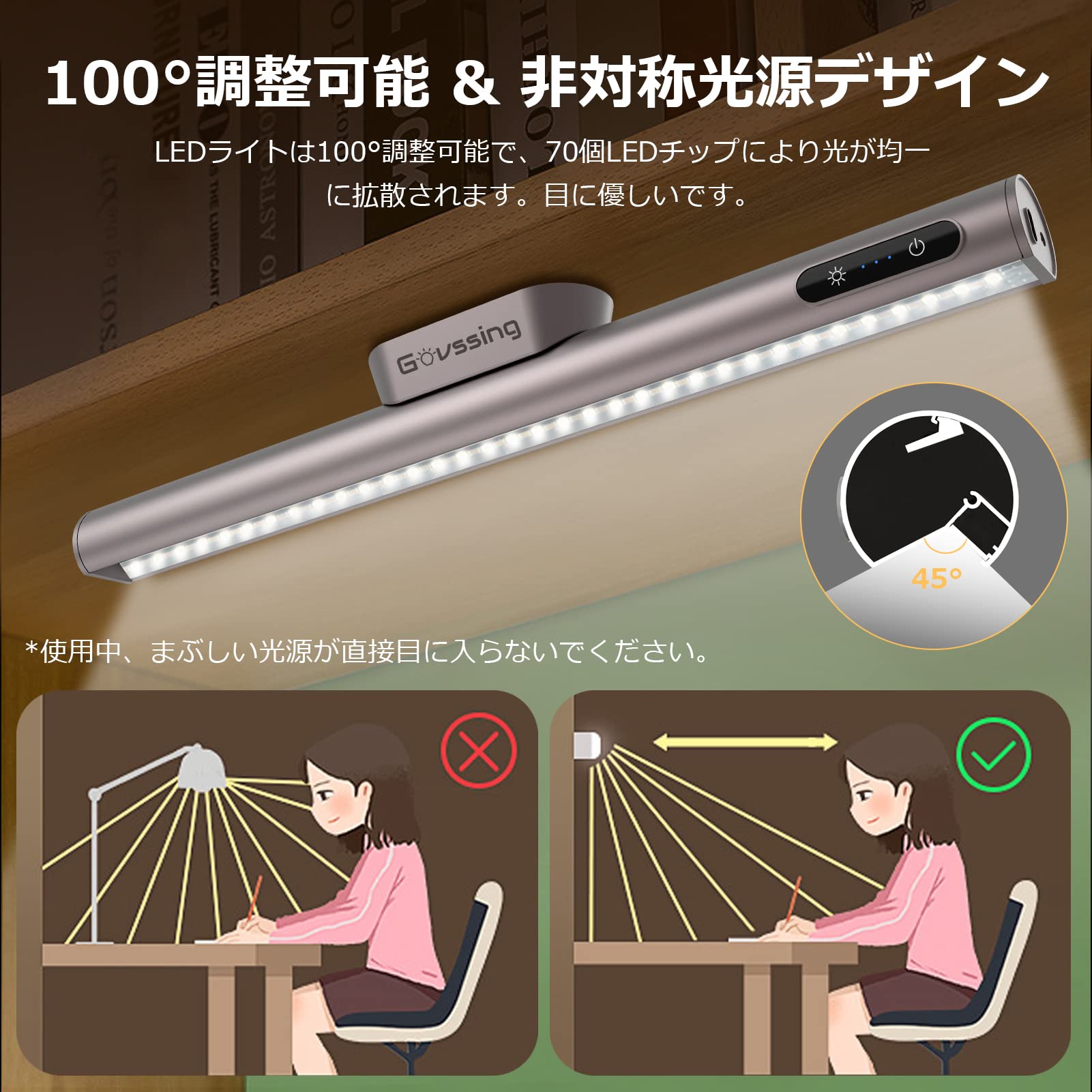 Amazon.co.jp: デスクライト Govssing LEDライト 4000mAh バッテリー残