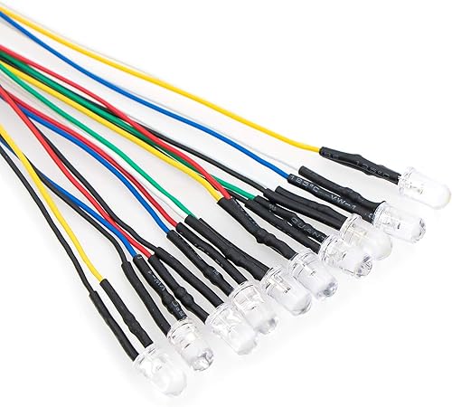 Vista 6 de 165 diodos emisores de luces LED precableadas de 12 V 0.197 in (11 colores x 15 piezas) kit surtido de lentes transparentes, blanco cálido, blanco