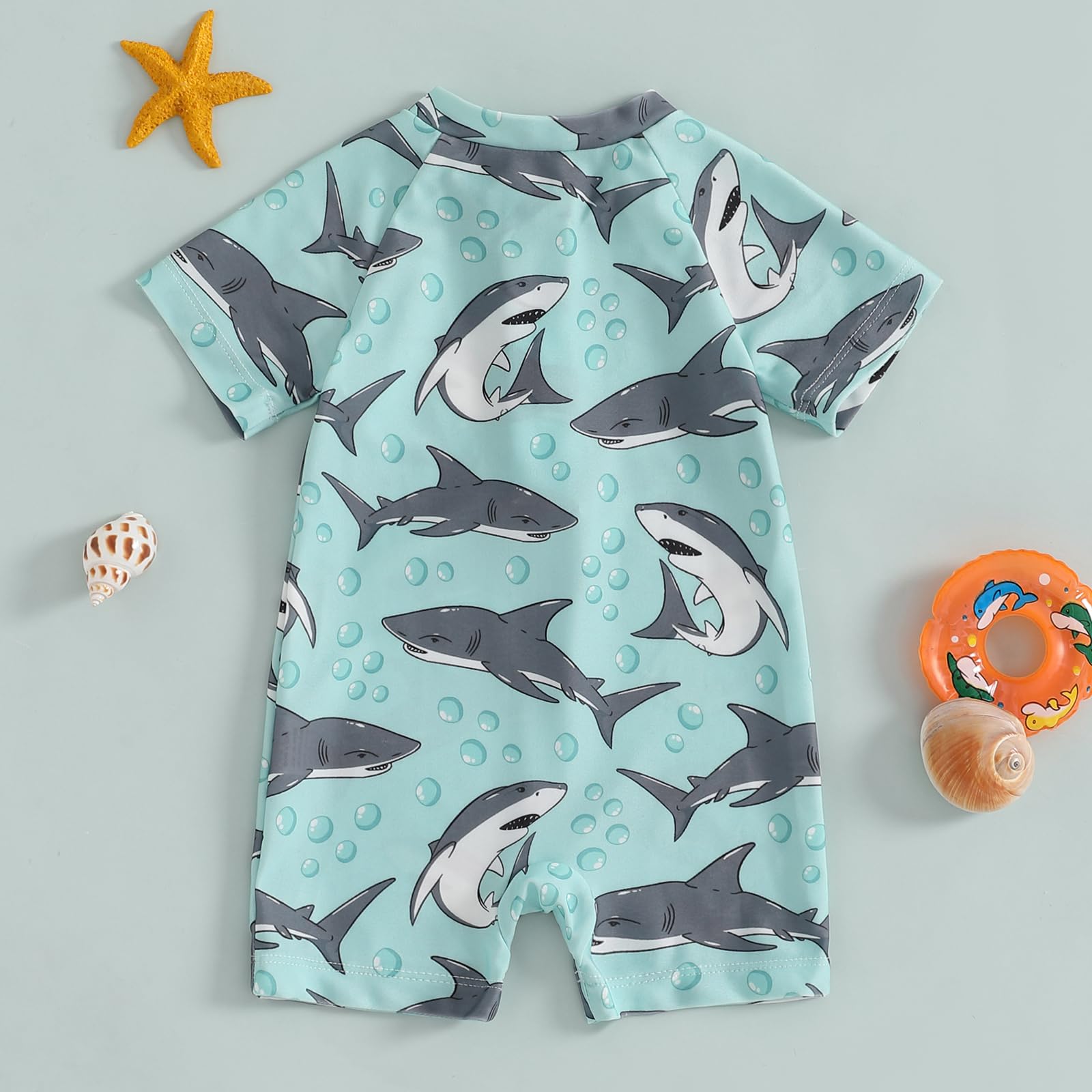 Carolilly Costume da Bagno Intero Bambino con Cerniera UV Maniche Corte Costume da Piscina da Neonato Maschio Swimsuit Protezione Solare UPF 50+ Swimsear Spiaggia Mare