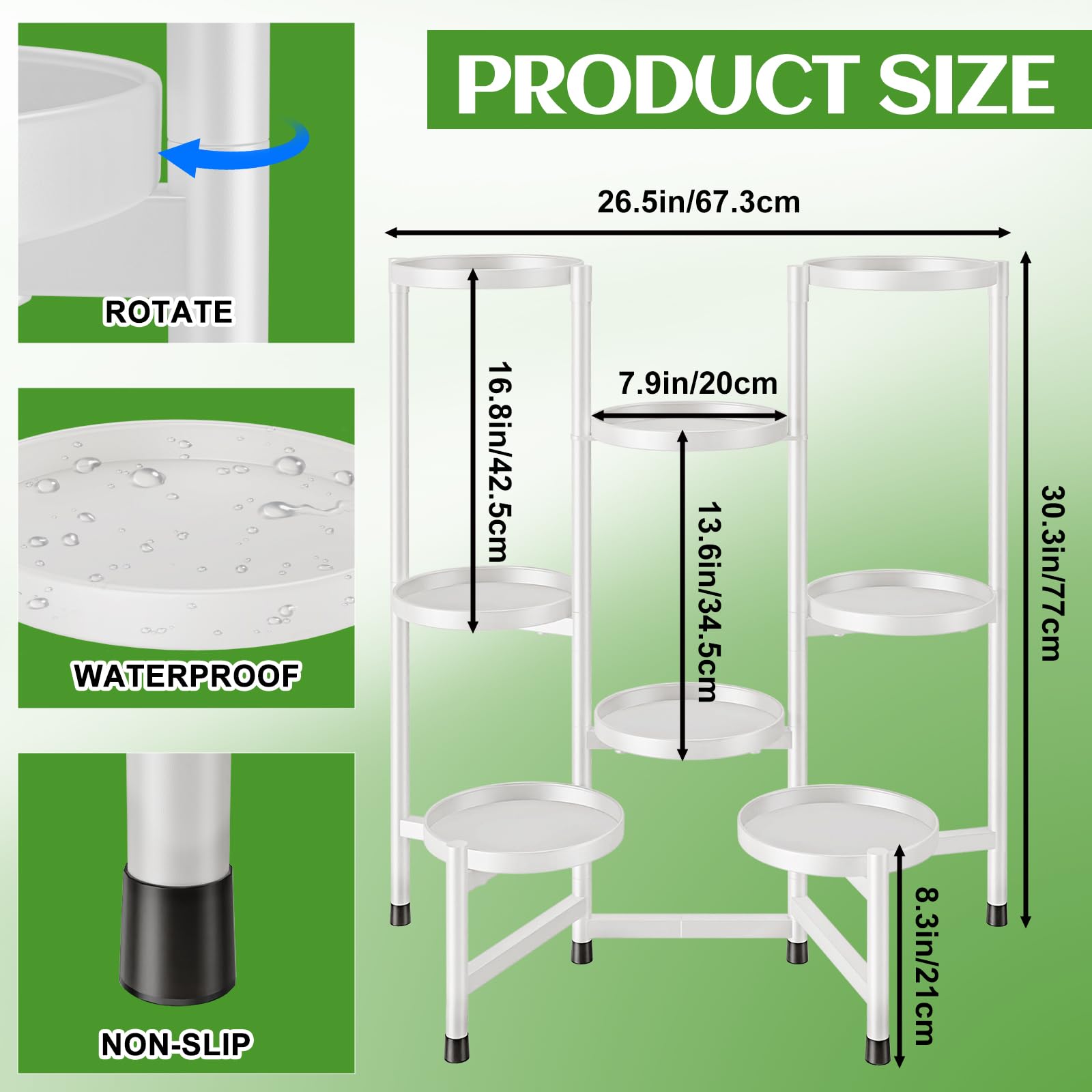 Étagère Plante 8 Niveaux KHayRovies - Support Métal Blanc Pour Pots - Intérieur/Extérieur