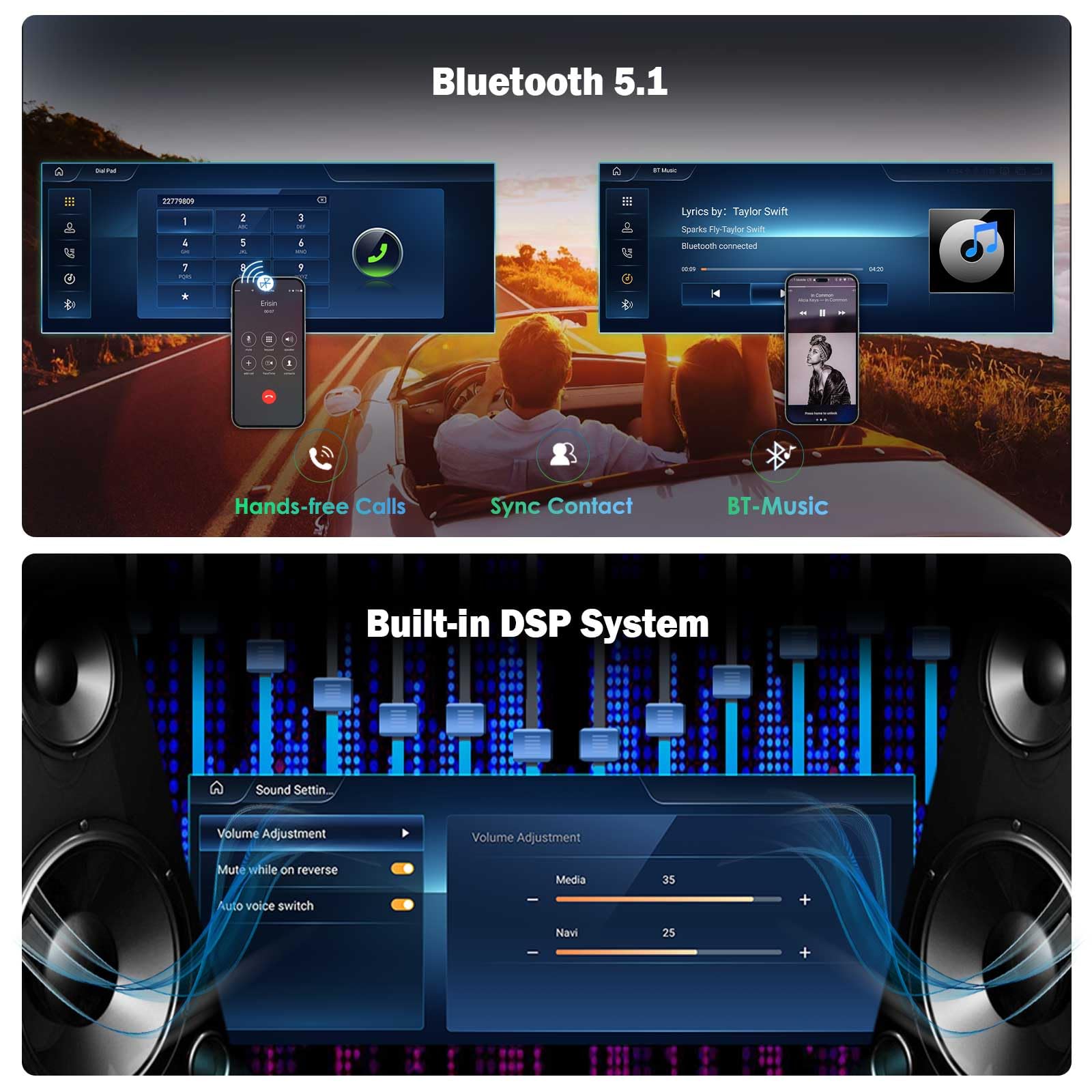 10.25" Android 16 Snapdragon 8 Core Autoradio GPS Navigateur Stéréo pour Mercedes Benz C-Class W204 S204 système NTG 4.0, GPS Navigateur Wireless Carplay IPS Écran Tactile WiFi 4G Dab+ Bluetooth 5.0