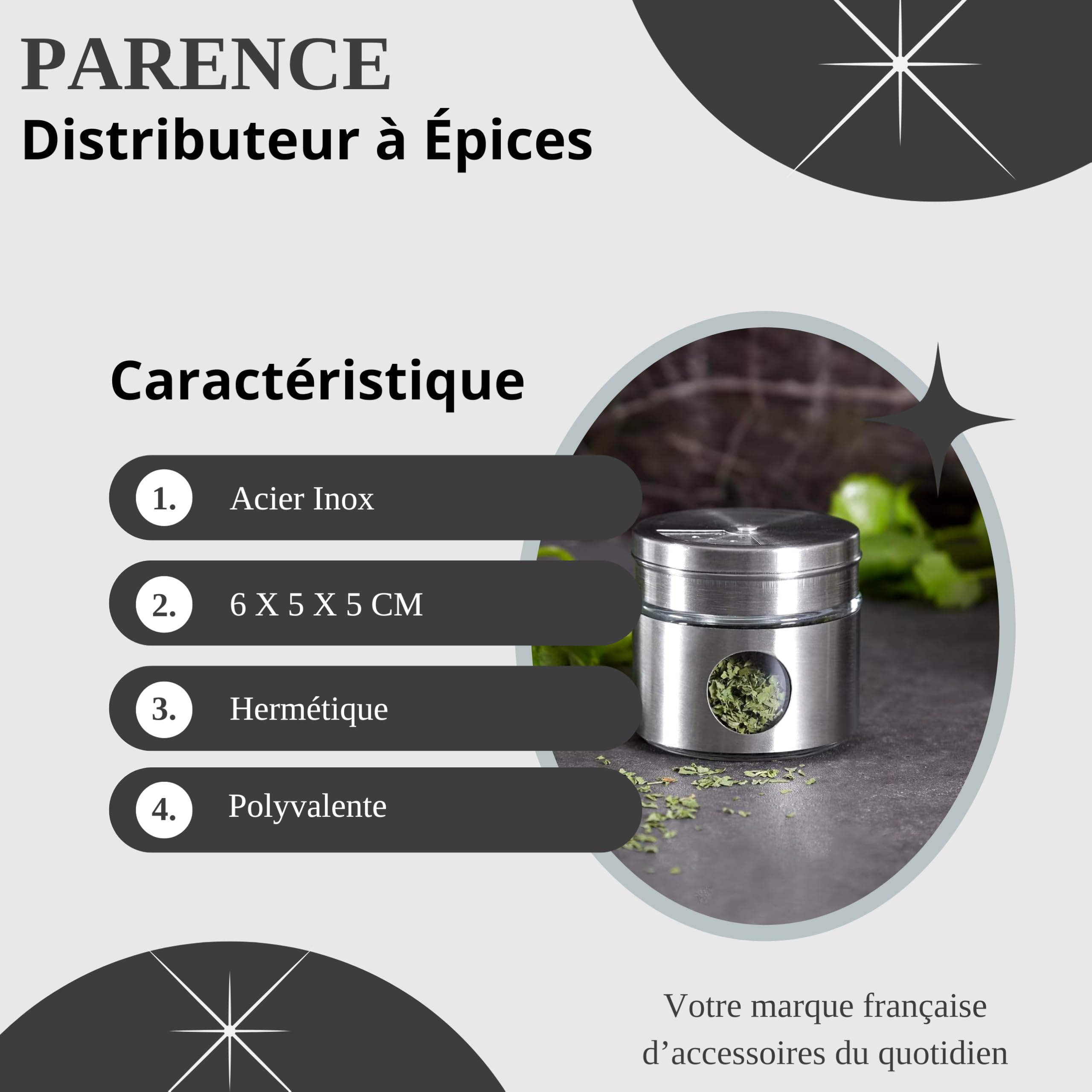 Lot De 2 Distributeurs à épices En Acier Inoxydable - Salière Et Poivrière Avec Couvercle à Trous Réglables, 6x5x5 Cm