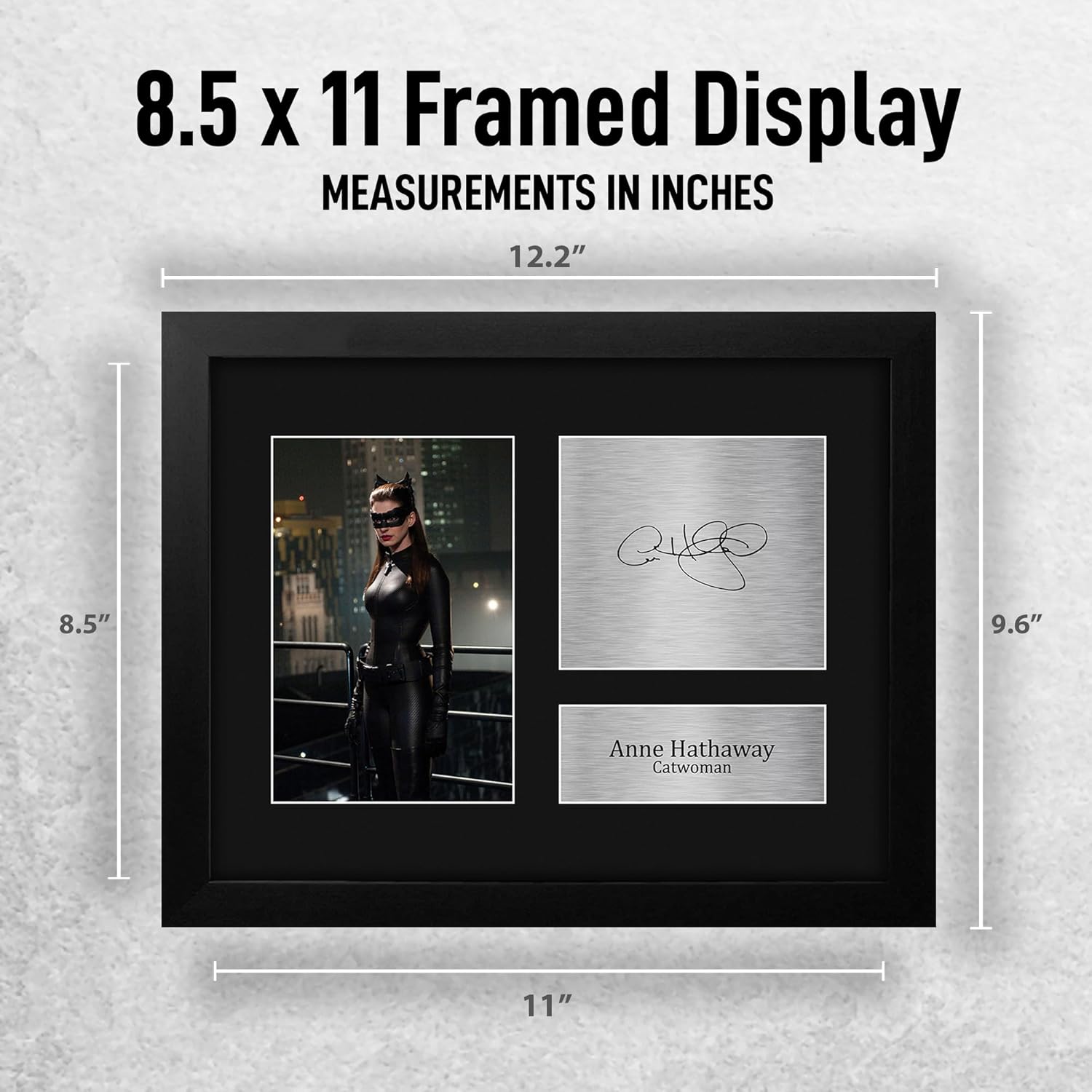 HWC Trading Anne Hathaway Dark Knight Rises Catwoman Framed Gifts Printed Signed Autograph Picture for Movie Memorabilia Fans - US Letter Size