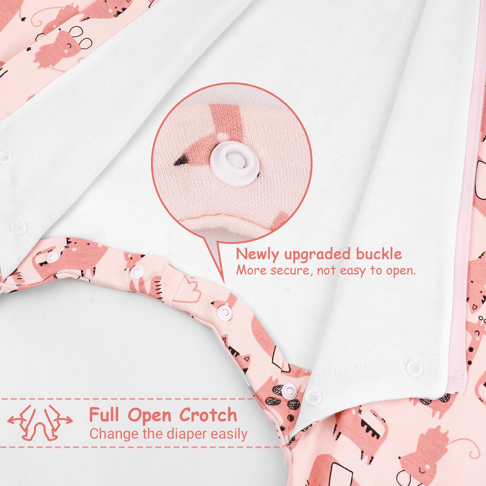 WYTbaby Sacco Nanna con Piedini 1.0 Tog, 100% Cotone Ultra-Morbido, Facile da Indossare, Ideale per il Sonno dei Neonati, Sacco Nanna Adatto per Bambini da 3-4 Anni