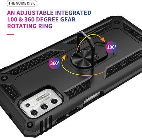 Miniatura 4 de Funda para Motorola Moto G Stylus 5G 2021, funda protectora de silicona TPU con soporte de anillo magnético giratorio, absorción de golpes militar