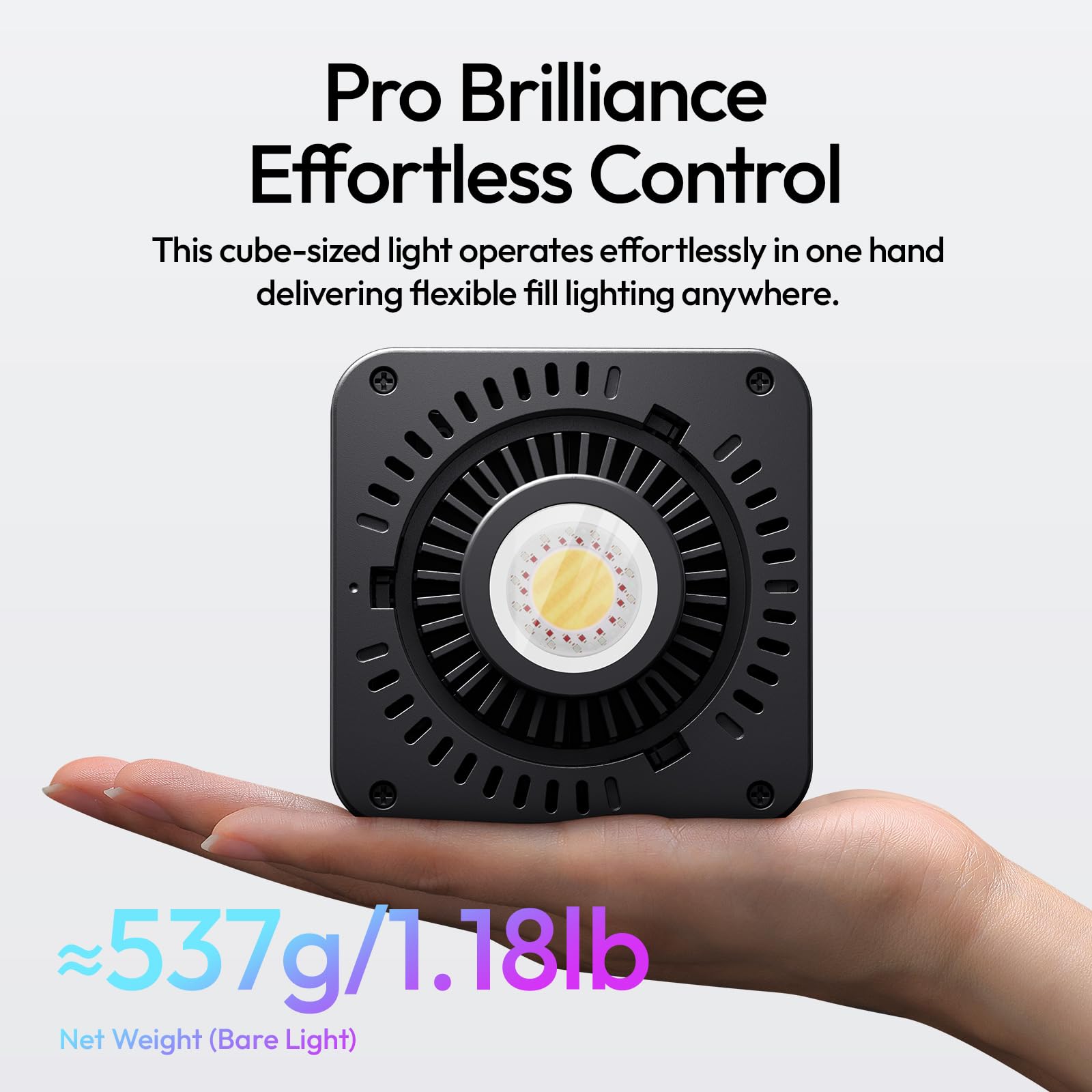 ULANZI C60 60W RGB LED Videoluce, COB Videoluce 2500K-6500K, CRI95+/20 Modalità di luce/Mini Bowens Mount, Batteria ricaricabile da 3300mAh & DC/Carica rapida di tipo C-PD, per YouTube, Fotografia