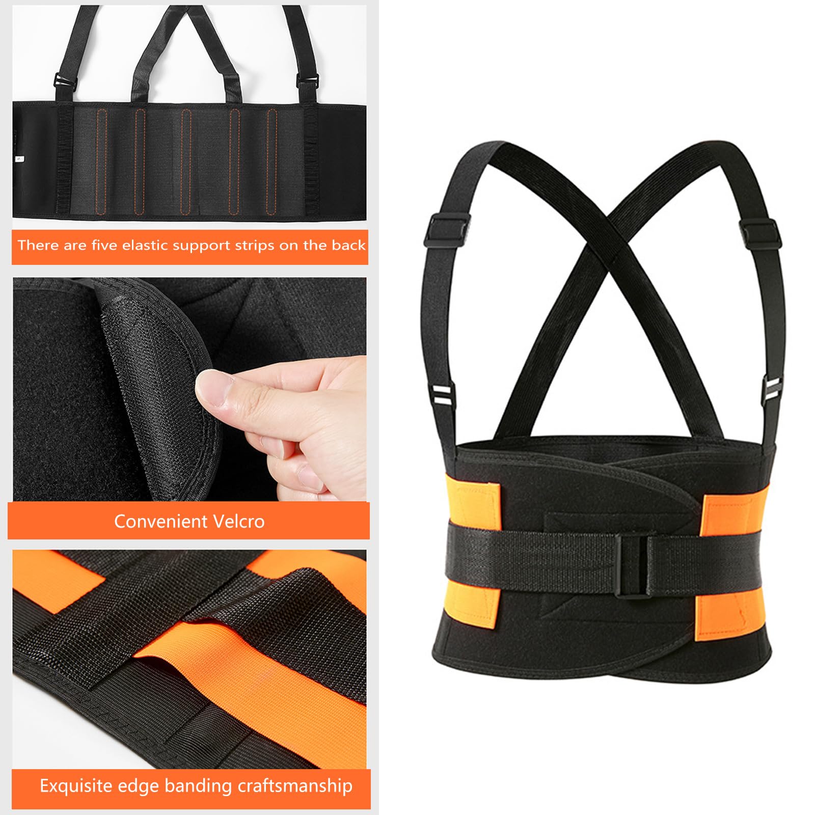 Ceinture de travail renforcée avec ceintures réglables Dos industriel pour travailleurs Ceinture lombaire en polyester
