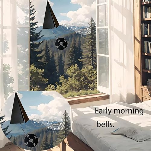 Miniatura 7 de Campana de viento única de 3 tonos, brújula, campanas de viento, adornos de césped, campanillas de viento para exteriores, adornos de césped