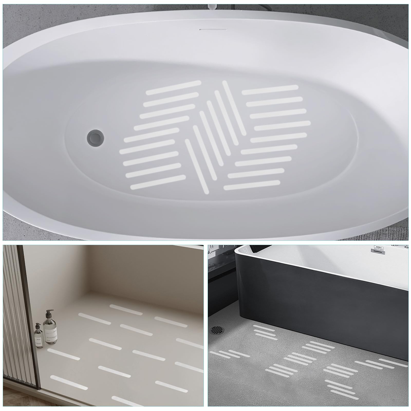 24 Stück Sicherheits-Badewannenstreifen, selbstklebend, rutschfeste Badewannen-Aufkleber, rutschfeste Duschaufkleber, Sicherheits-Klebestreifen für Heimwerker, Treppen, Boden (weiß)