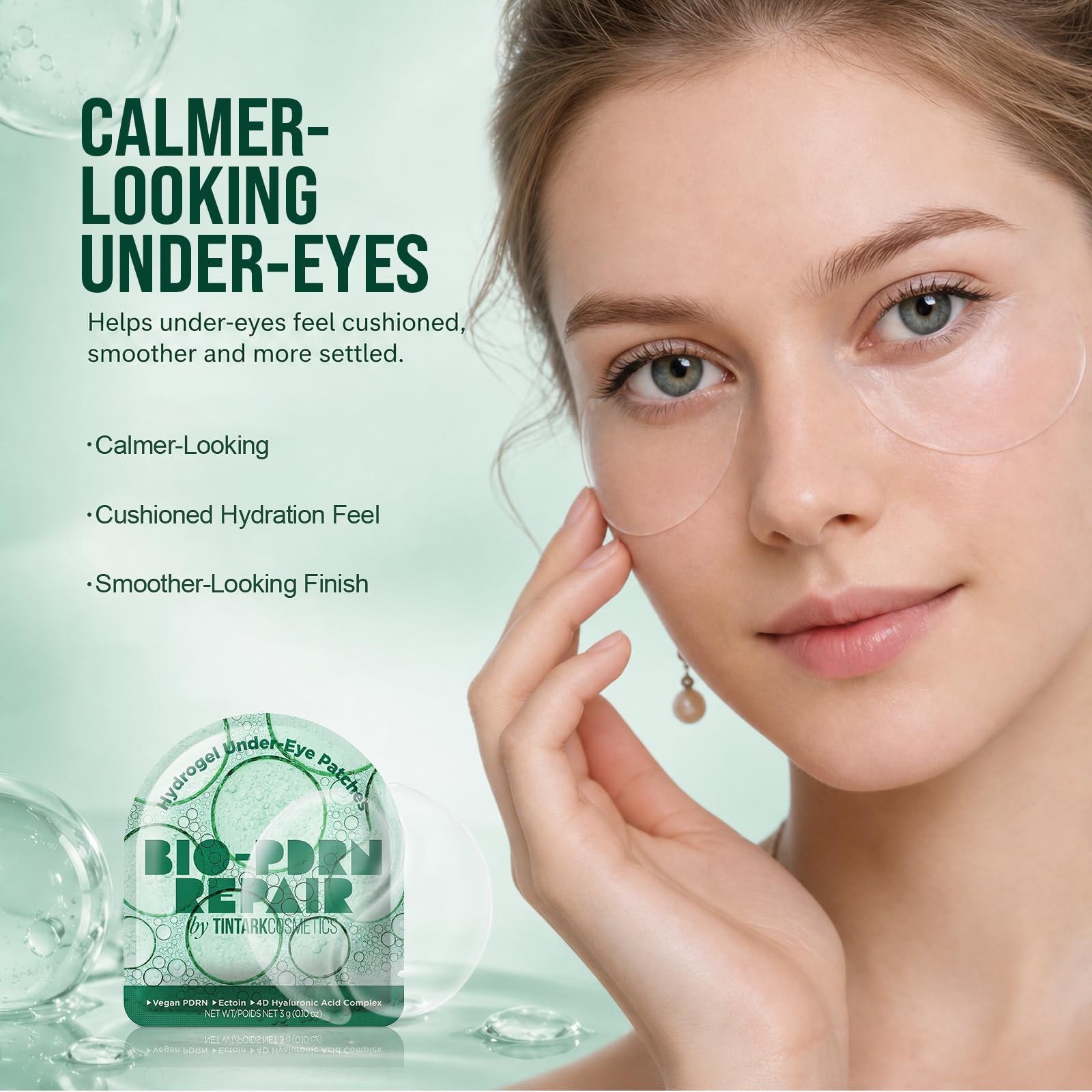 Bio-PDRN Repair Hydrogel Eye Patches (28 Pairs) - Vegan PDRN (Sodium DNA), Ectoin & 4D Hyaluronic Acid Eye Mask for Rapid Skin Cell Renewal & Repair, Travel & Self Care Essentials
