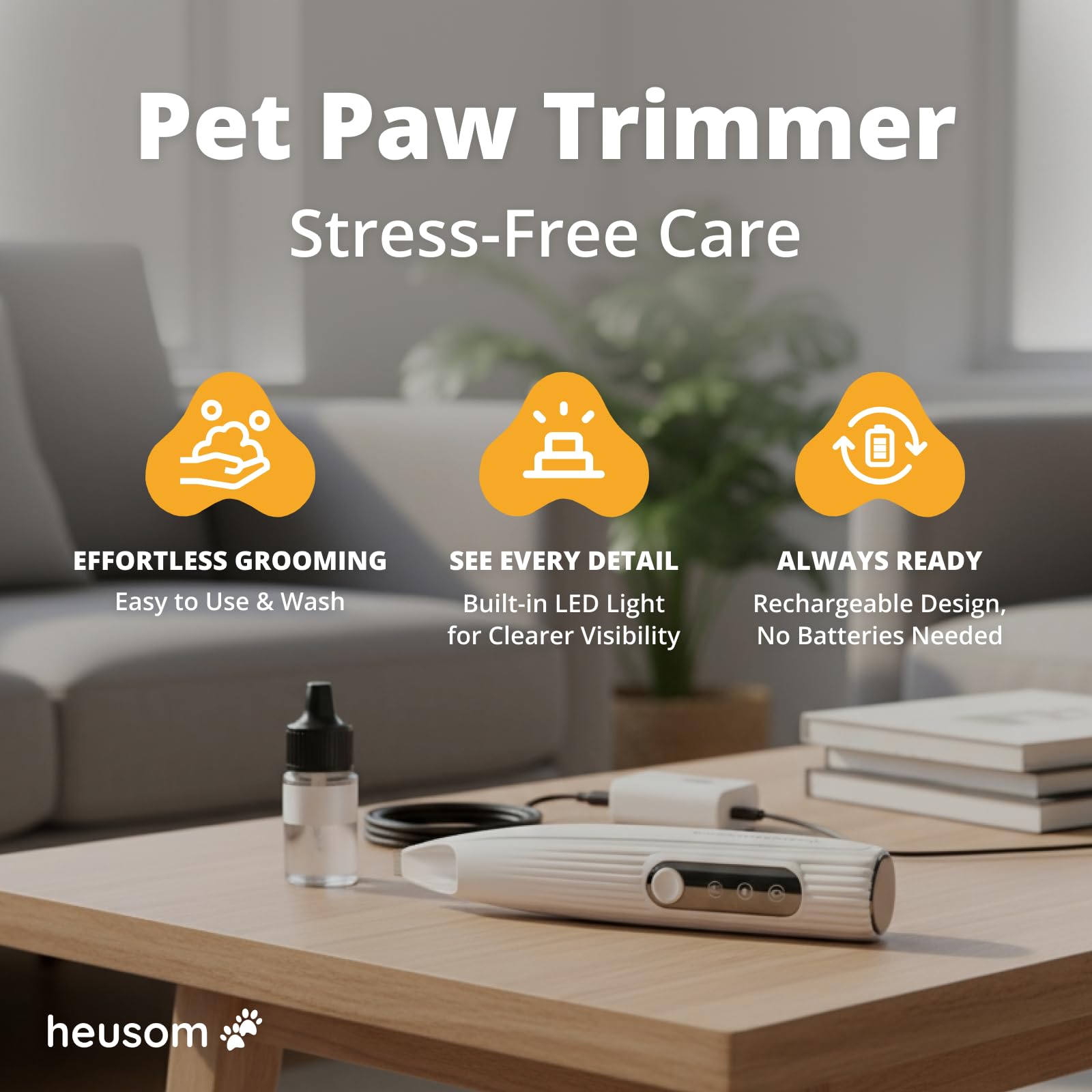 Tondeuse silencieuse pour pattes d'animaux | Rasoir sans fil pour chiens, chats, grands et petits animaux avec lumière | Outil de toilettage rechargeable pour la maison et le salon pour pattes