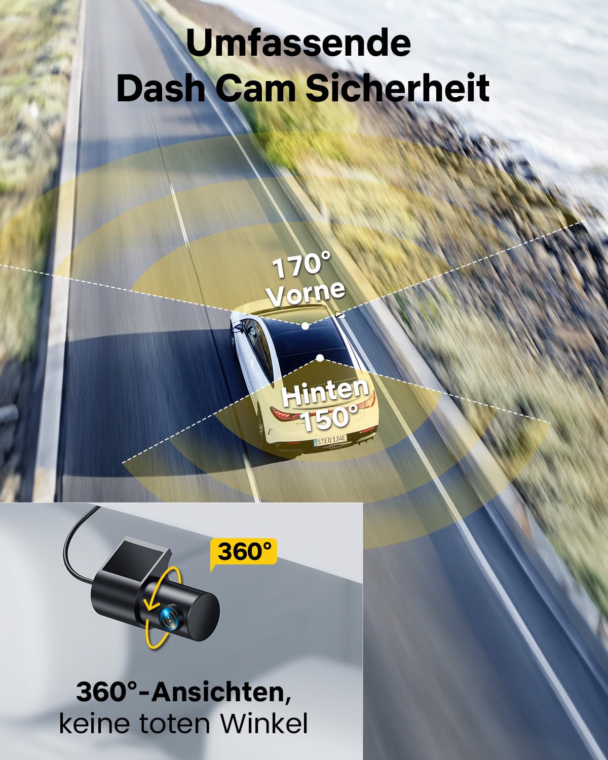 GKU Dashcam Auto Vorne Hinten, 4K/2,5K mit Touchscreen 3,18 Zoll, GPS 5G Wi-Fi Dash Cam, Dual Auto Kamera,64GB SD Karte,Parküberwachung,WDR,170° Weitwinkel,G-Sensor,Loop-Aufnahme,Max 256GB