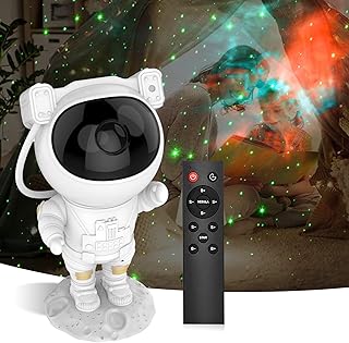 SZPACMATE Projetor de estrelas de galáxia de astronauta, projetor de luz noturna de astronauta com nebulosa, temporizador e controle remoto, decoração de home theater e festa, presentes para crianças e adultos